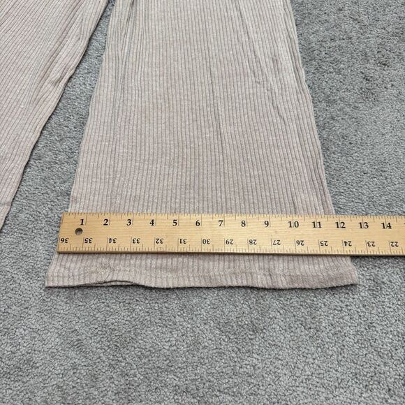 Kennedy Kened IK Ribbed Knit Wide Leg Wrap Jumpsuit Womens Small Beige Tie Strap - Picture 13 of 14